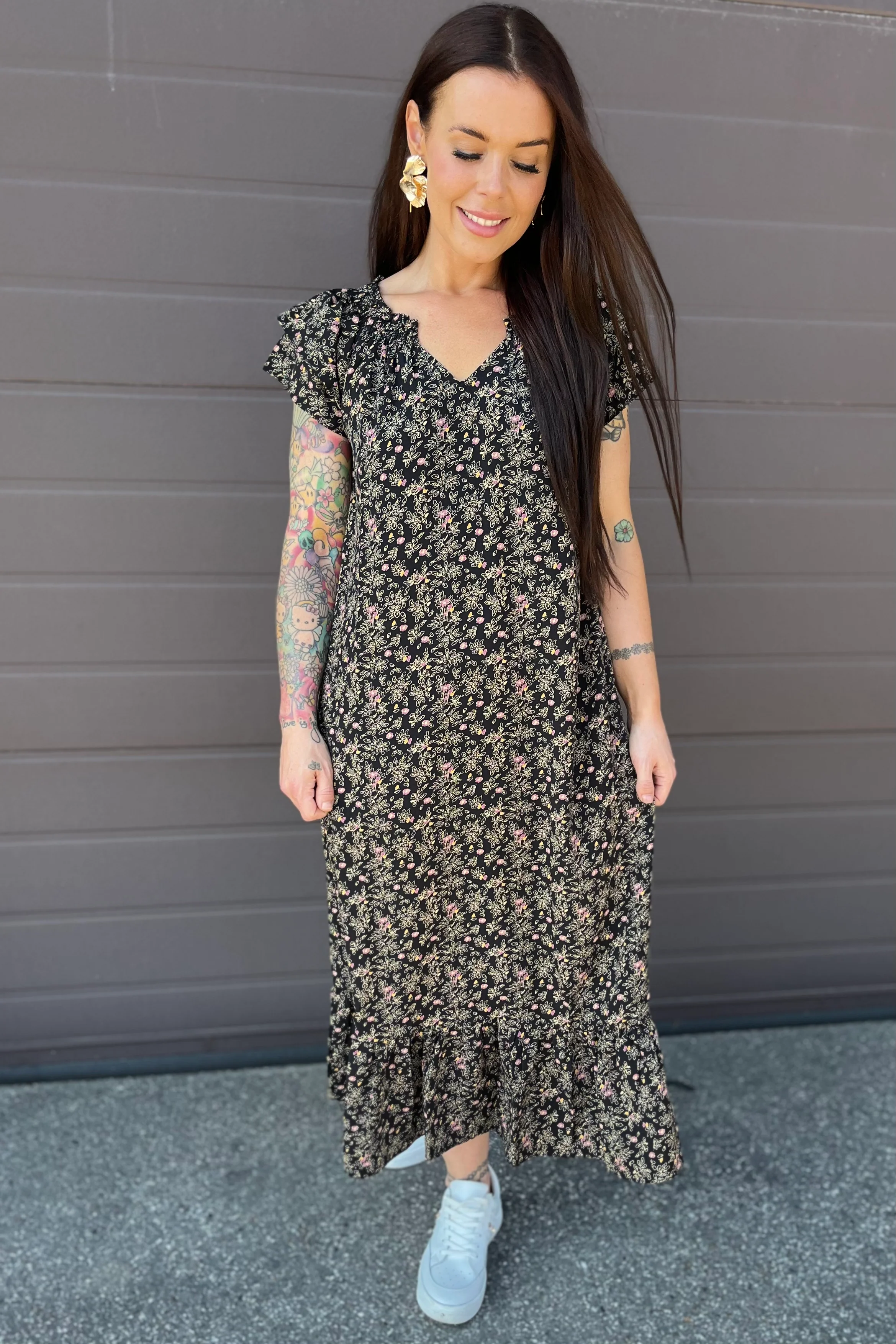 Sunrise Ming Flower Dress | Black | Kjole fra Co'couture - Image 6