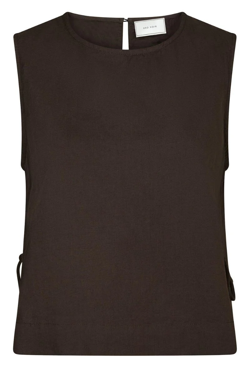 Svetlana Linen Top | Dark Brown | Bluse fra Neo Noir - Image 4