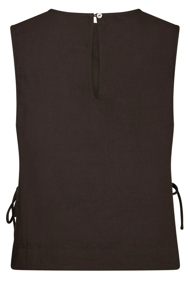 Svetlana Linen Top | Dark Brown | Bluse fra Neo Noir - Image 6