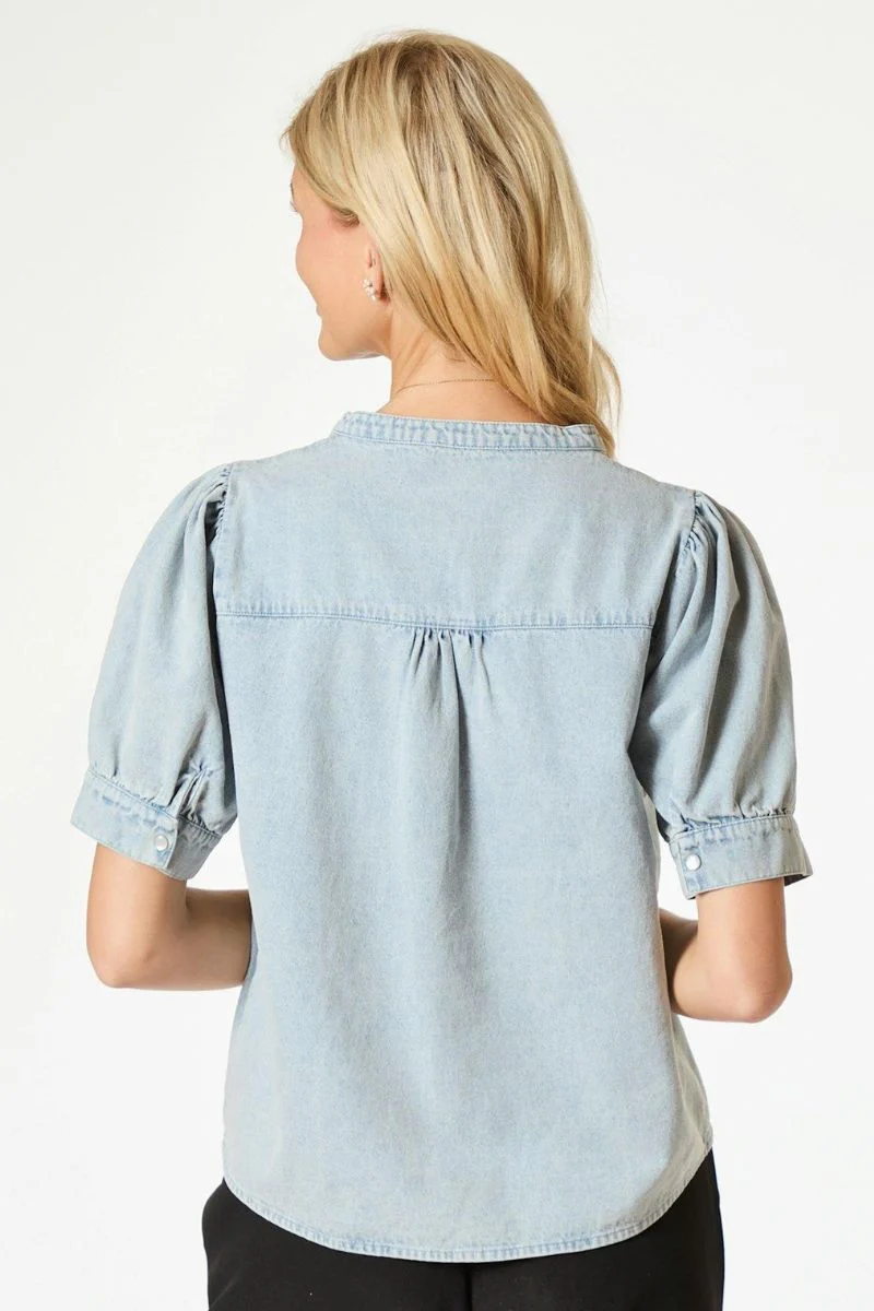 Talja Denim Blouse 163064 | Stonewash | Bluse fra Neo Noir - Image 4
