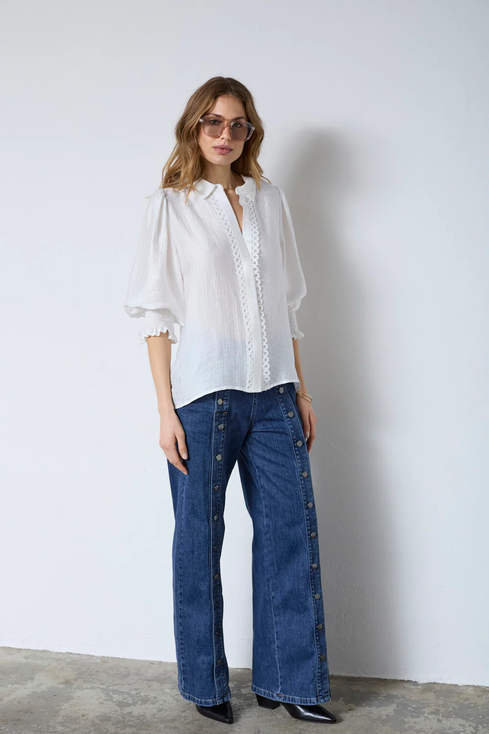 Tassy Lace SS Shirt 45073 | White | Top fra Co'couture - Image 2