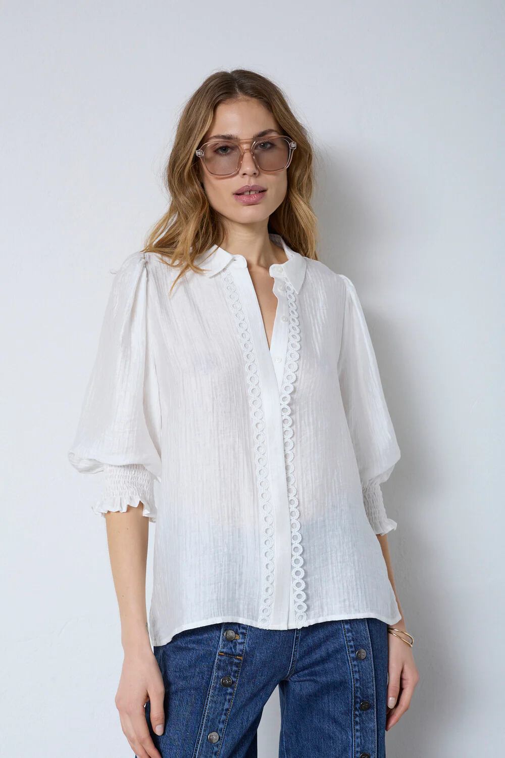 Tassy Lace SS Shirt 45073 | White | Top fra Co'couture - Image 4