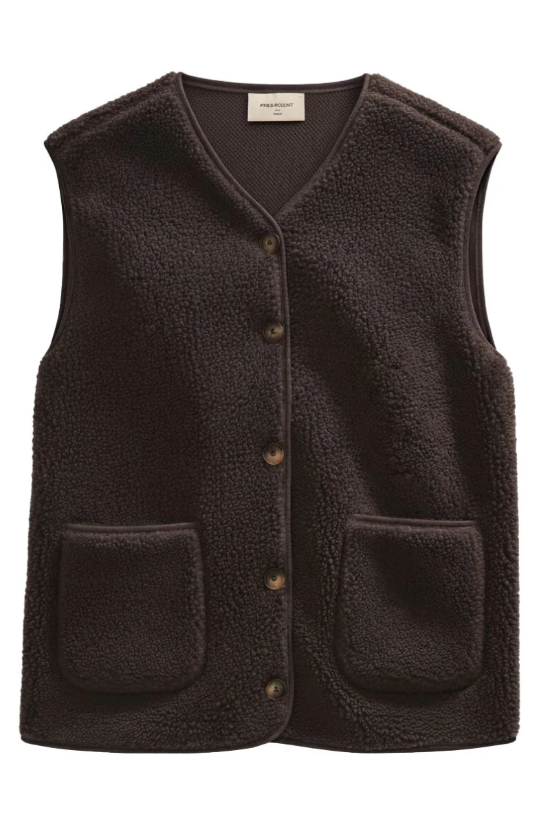 Teddy Waistcoat 207624 | Coffee Bean | Jakke fra Freequent