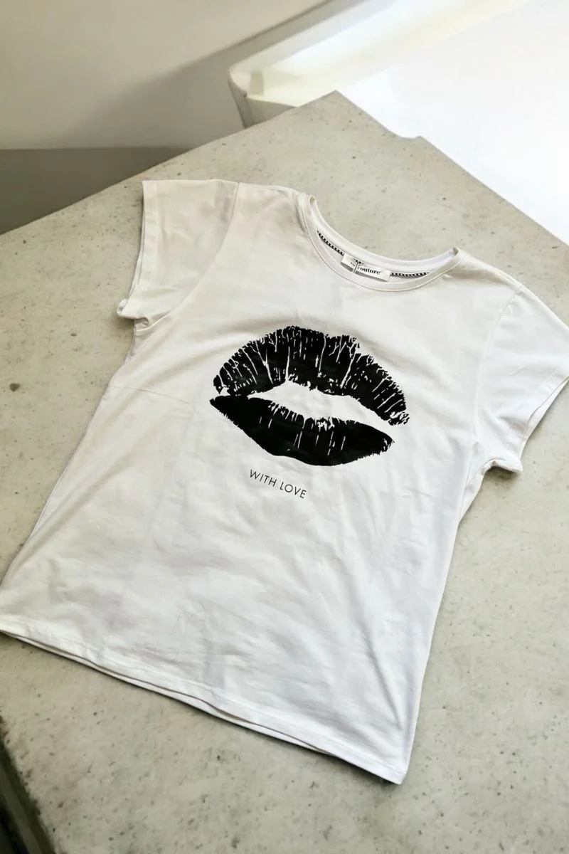 The Kiss Tee | White Black | T-Shirt fra Co'couture - Image 4
