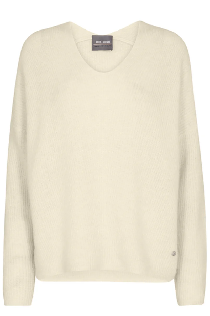 Thora V-Neck Knit | Ecru | Strik fra Mos Mosh