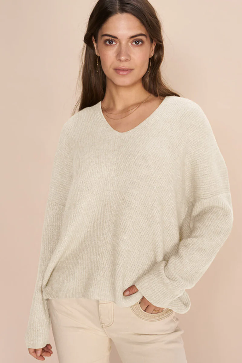 Thora V-Neck Knit | Ecru | Strik fra Mos Mosh - Image 10