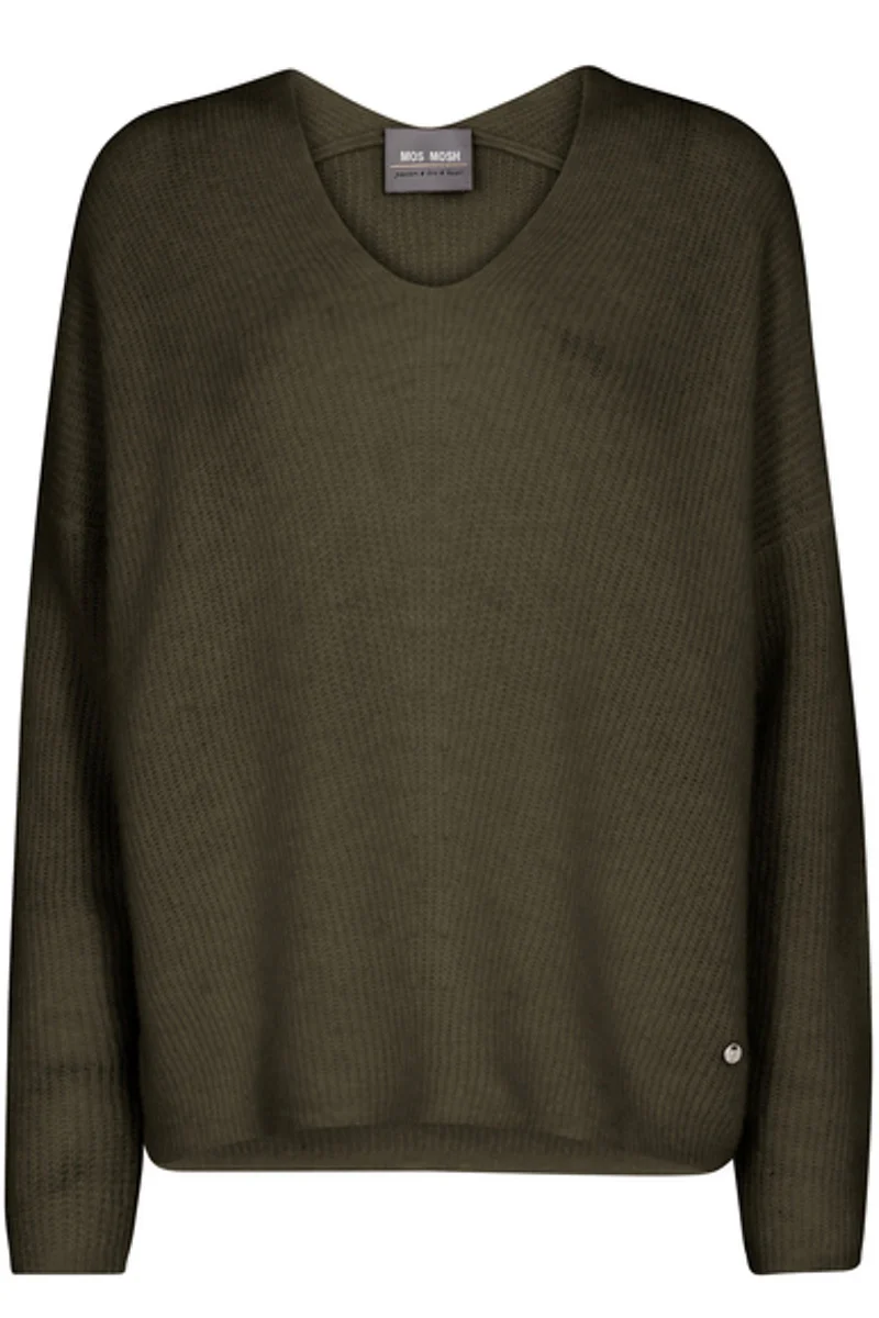 Thora V-Neck Knit | Grape Leaf | Strik fra Mos Mosh