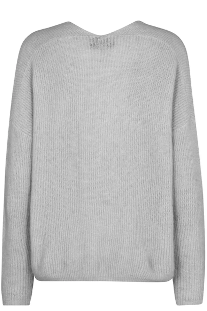 Thora V-Neck Knit | Grey Melange | Strik fra Mos Mosh - Image 4