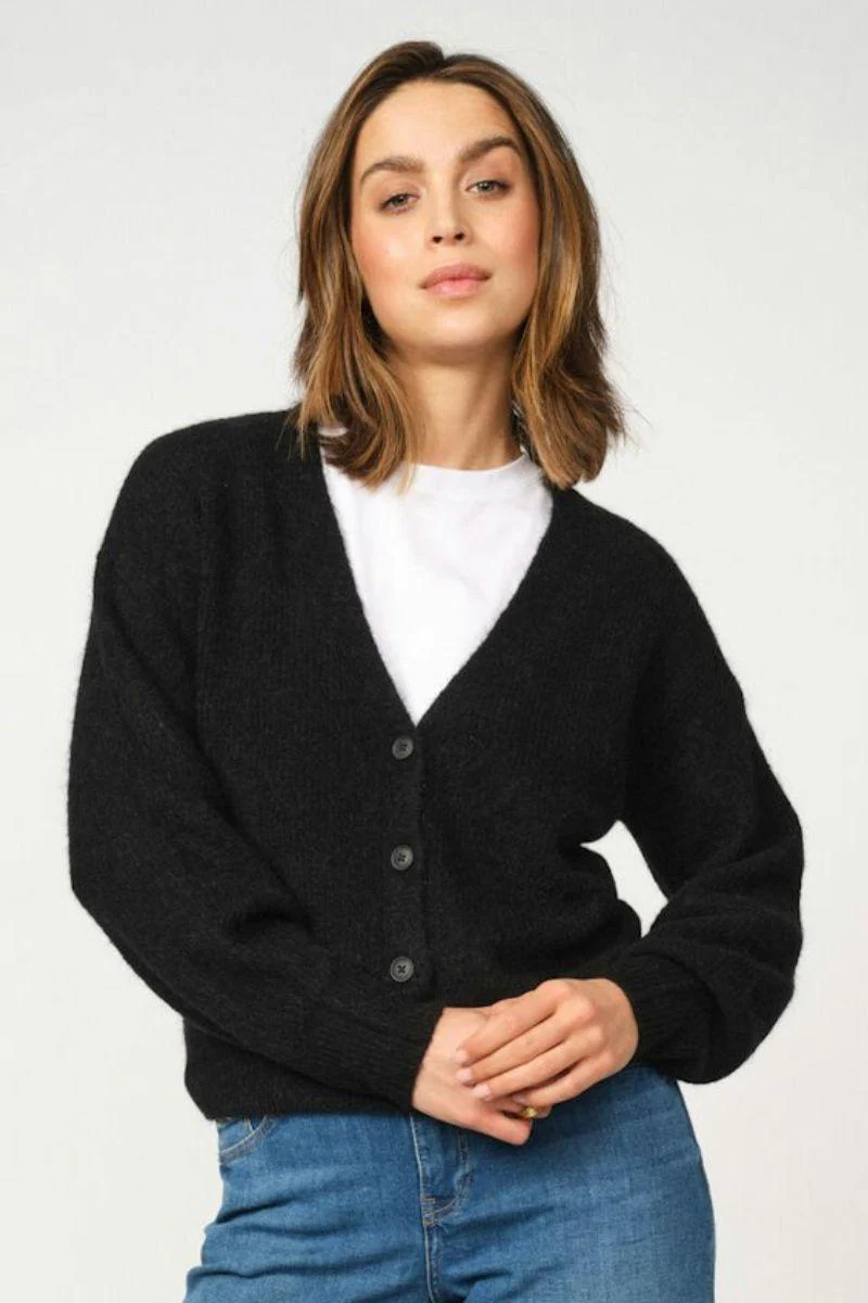 Thora V-Neck Knit Cardigan | Black | Strik fra Mos Mosh - Image 7