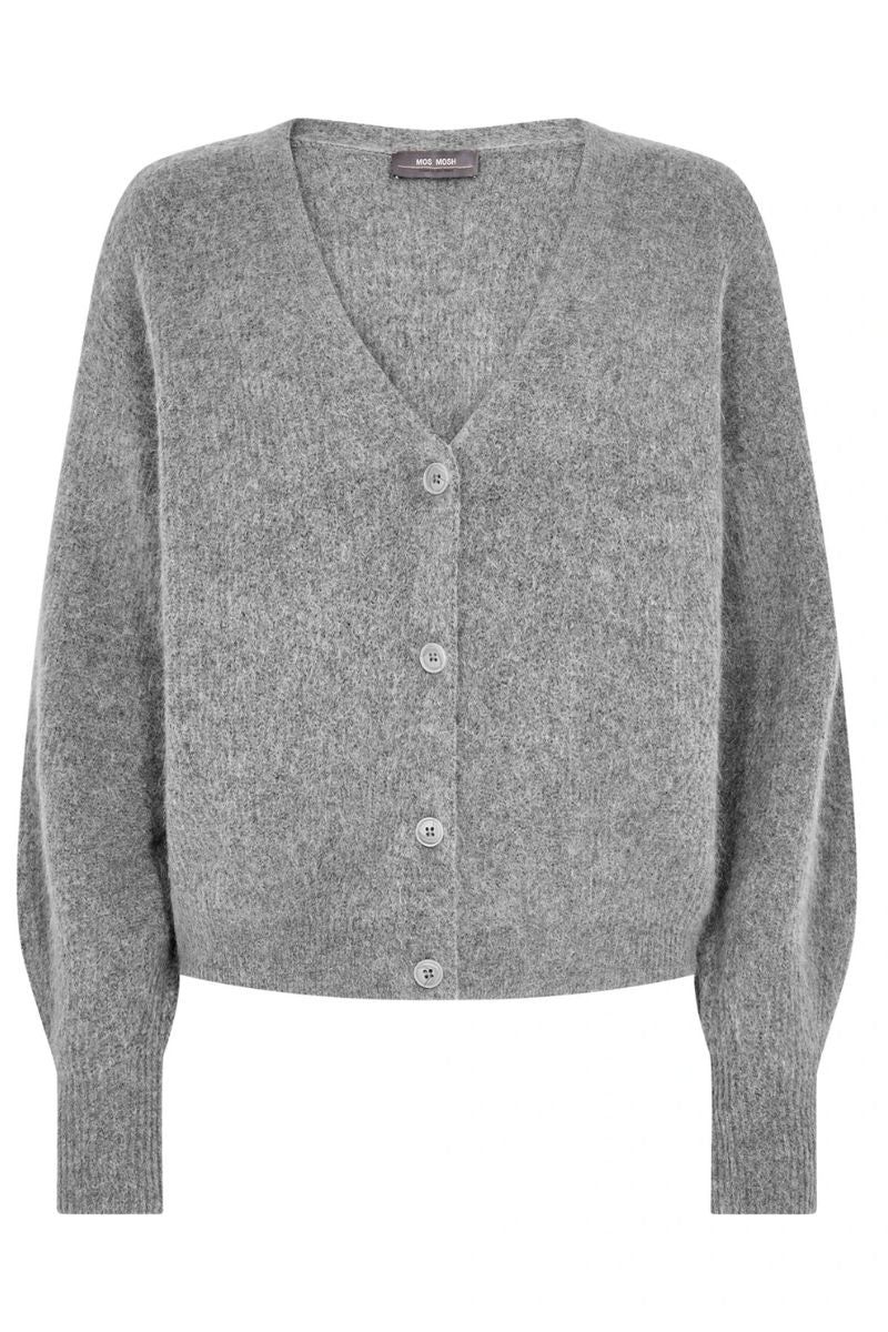 Thora V-Neck Knit Cardigan | Grey Melange | Strik fra Mos Mosh - Image 2