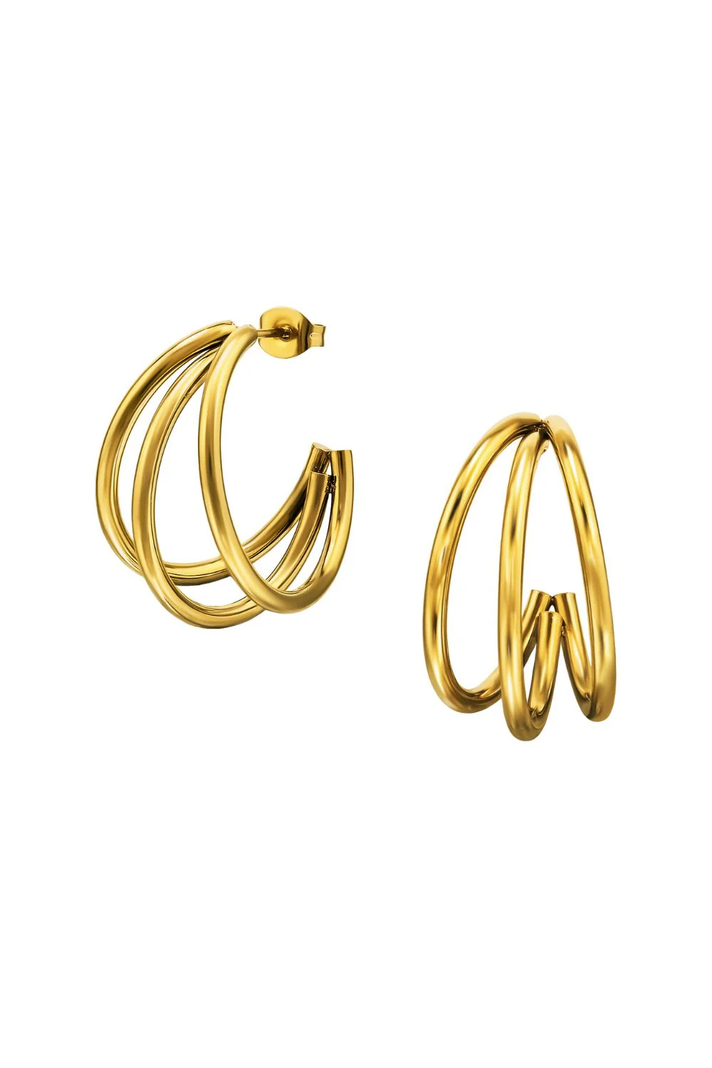 Three Curved Bar Half Hoop GD | Øreringe fra Birdsong