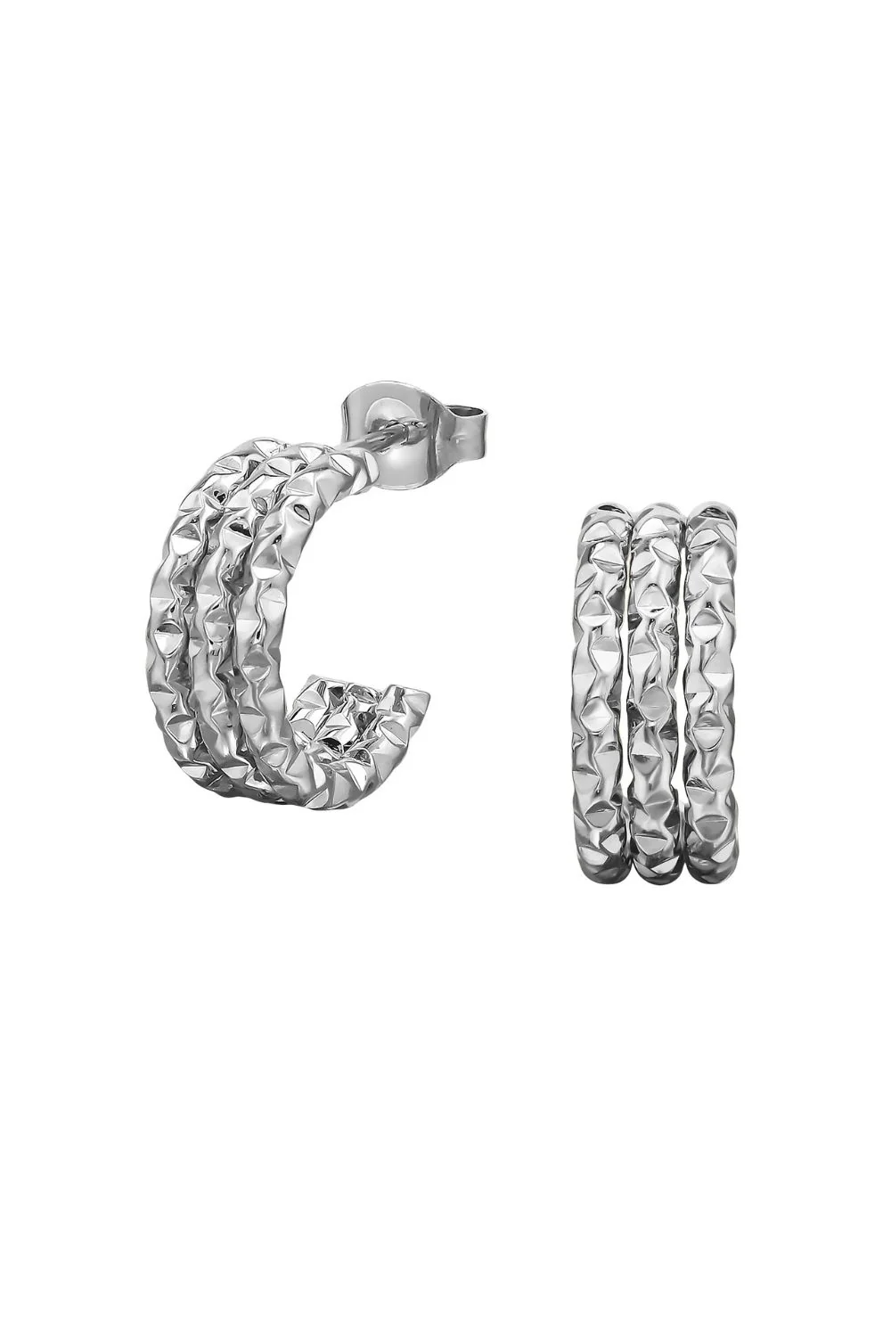 Three Line Bar Diamond Cut Ear Studs SS | Øreringe fra Birdsong - Image 2