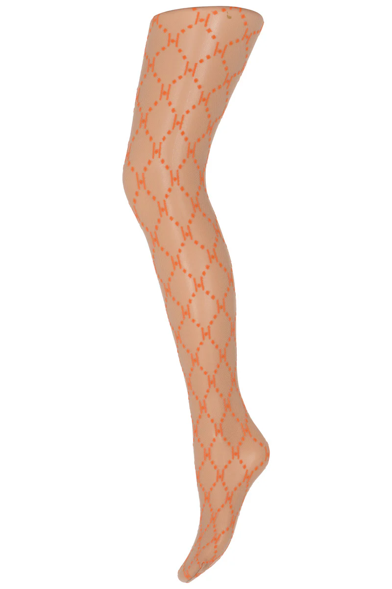 Tight Logo 25 Den | Orange | Strømpebukser med logo fra Hype the Detail