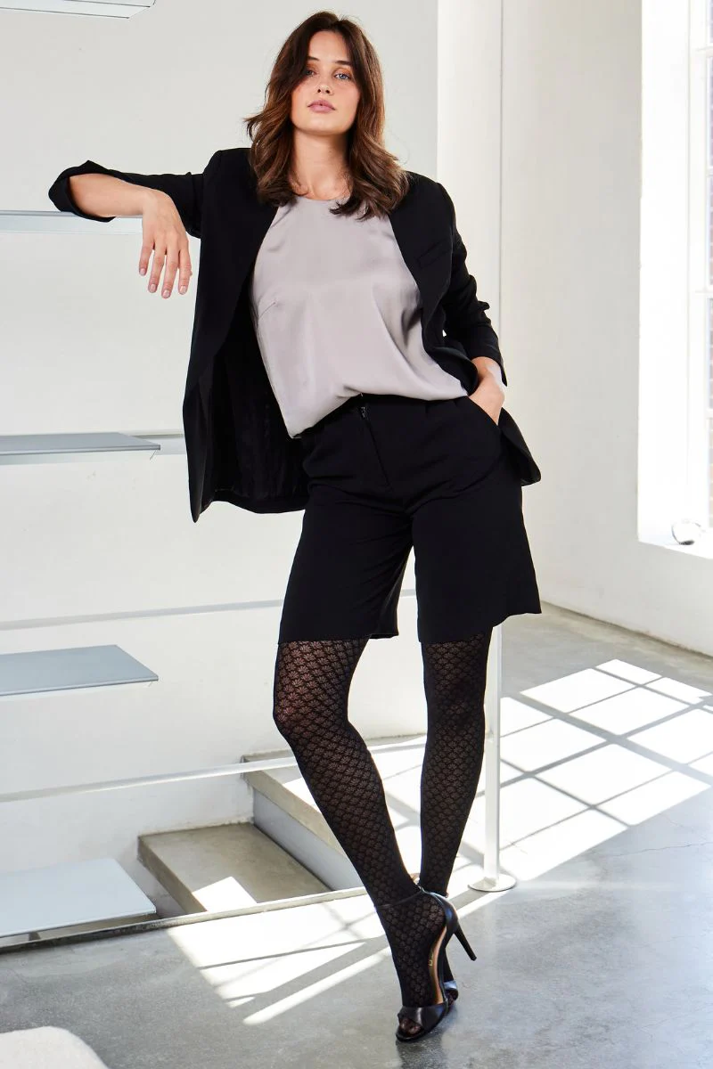 Tights floral 70den, 3D | Sort | Strømpebukser fra Decoy - Image 3