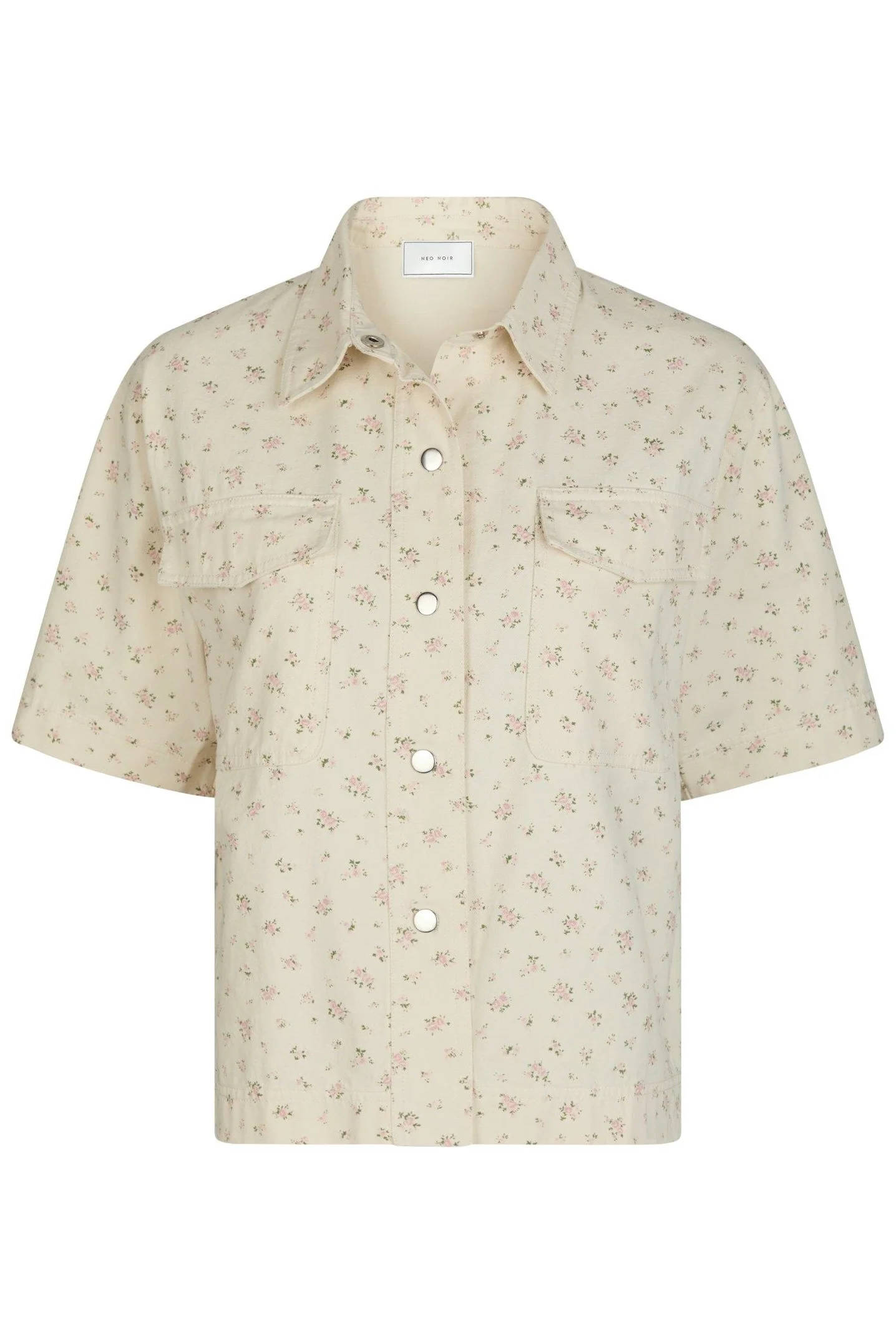 Tiki Floral Denim Shirt | Off White | Bluse fra Neo Noir