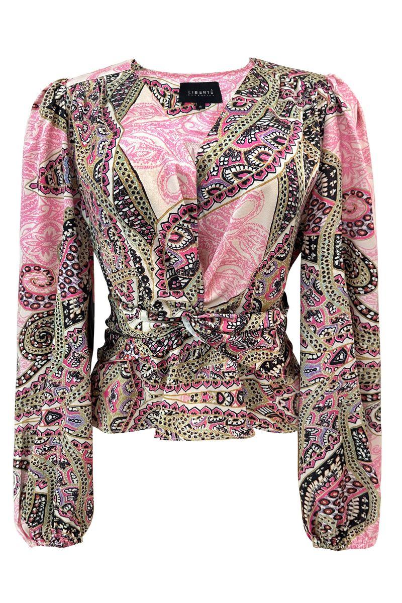 Tiki Ls Twist Blouse | Pink Scarf | Bluse fra Liberté - Image 2