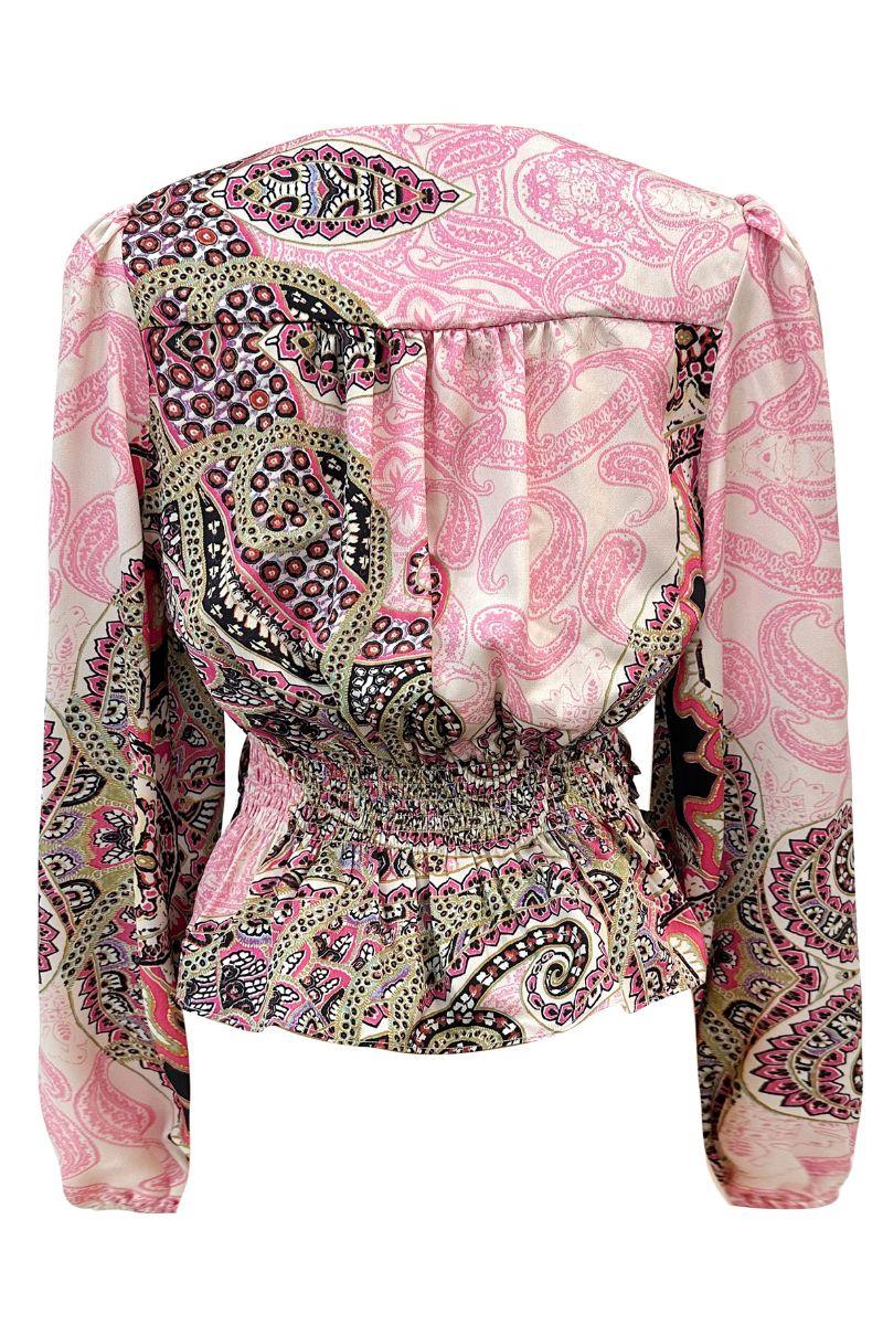 Tiki Ls Twist Blouse | Pink Scarf | Bluse fra Liberté - Image 4