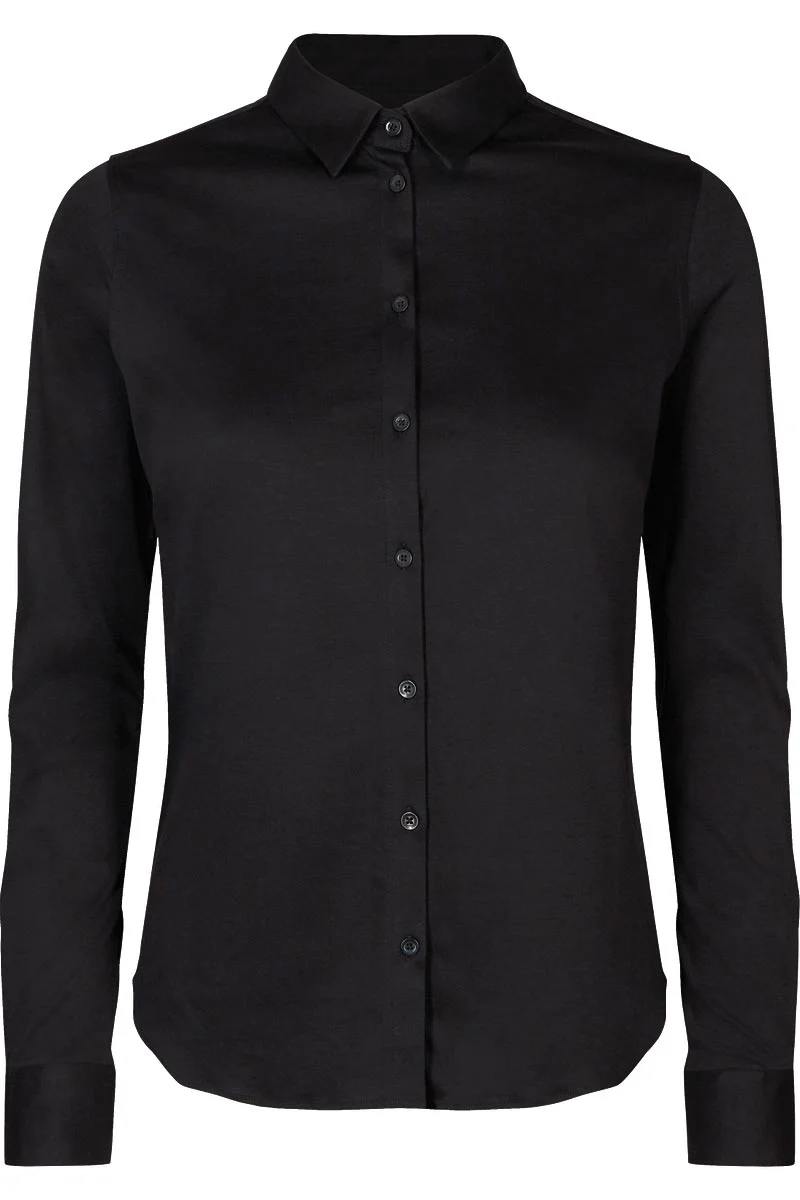 Tina Jersey Shirt | Black | Jersey skjorte fra Mos Mosh