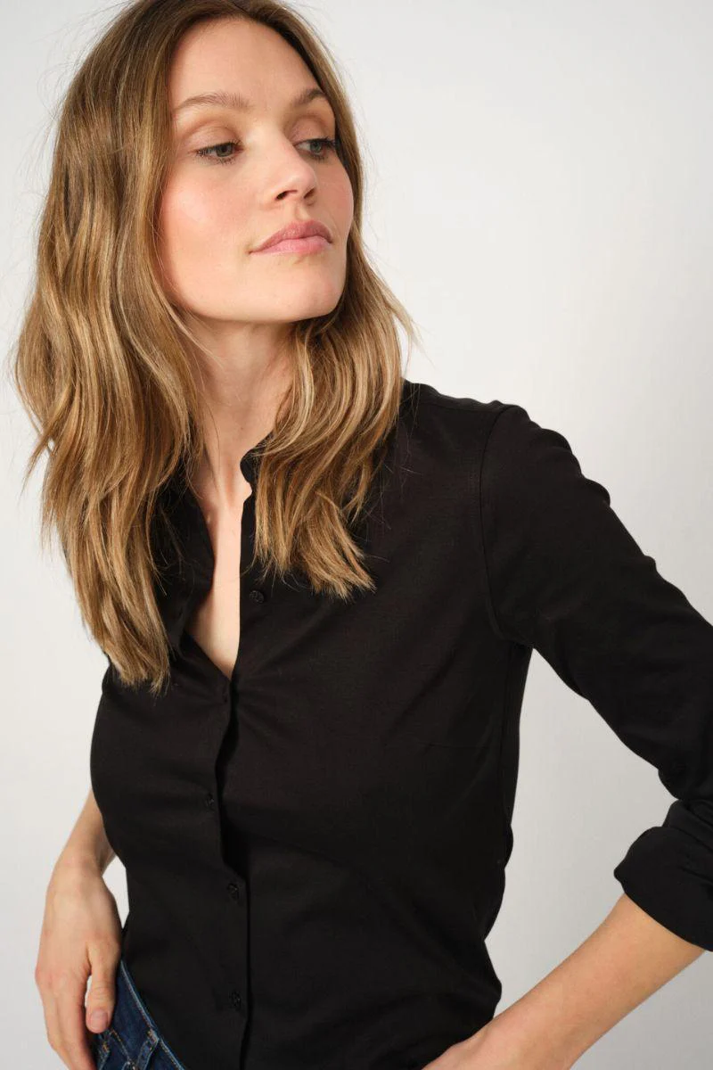 Tina Jersey Shirt | Black | Jersey skjorte fra Mos Mosh - Image 4