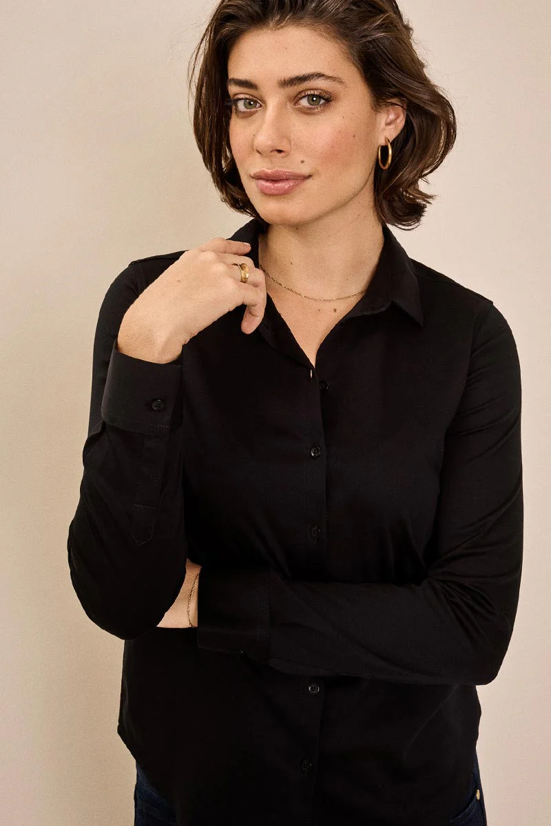 Tina Jersey Shirt | Black | Jersey skjorte fra Mos Mosh - Image 5