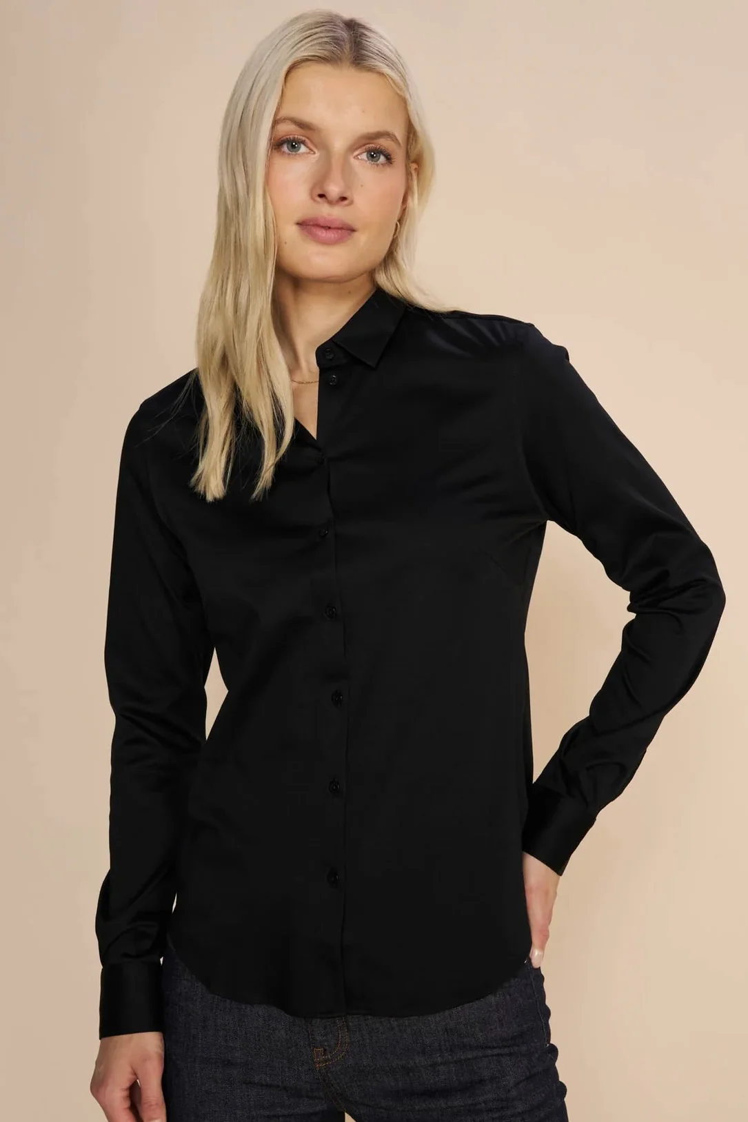 Tina Jersey Shirt | Black | Jersey skjorte fra Mos Mosh - Image 6