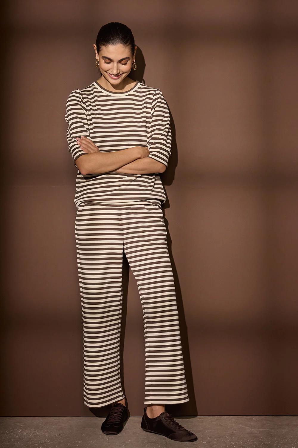 Tini Stripe Wide Pants | Brun | Bukser fra Statebird - Image 2