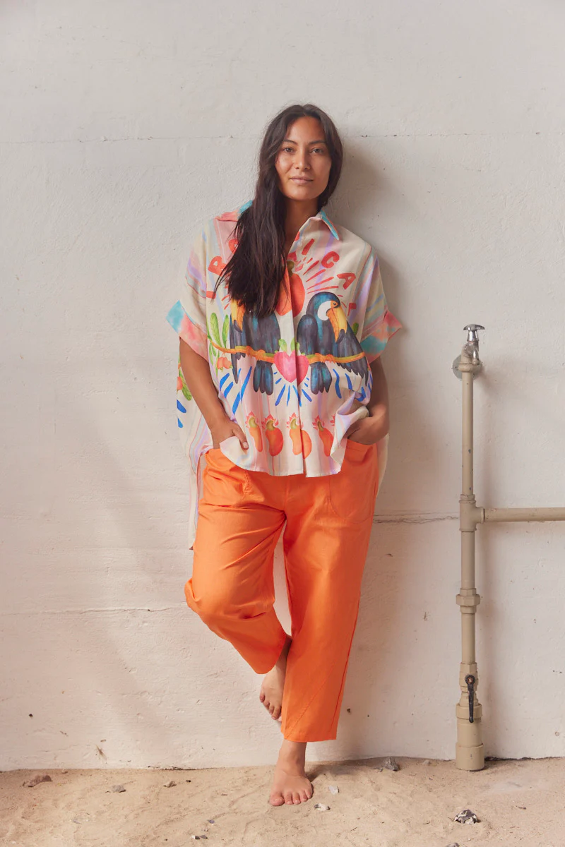 Tropicana Tucan SS shirt | Orange | Skjorte fra Atelier C - Image 3