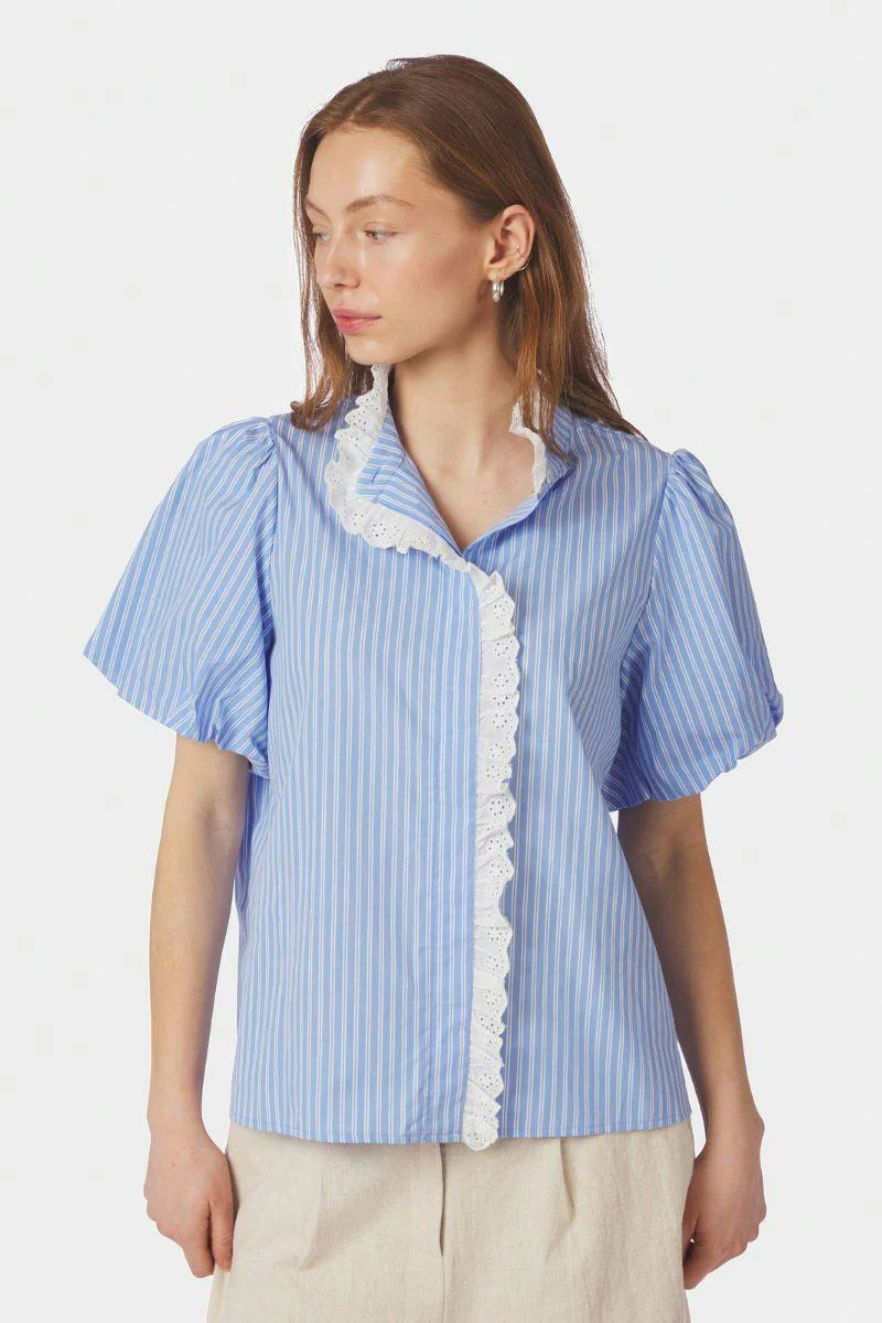 Ulia Stripe Blouse | Blue Stripe | Bluse fra Neo Noir - Image 4