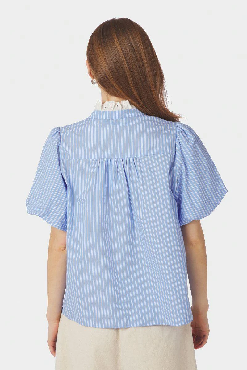 Ulia Stripe Blouse | Blue Stripe | Bluse fra Neo Noir - Image 6