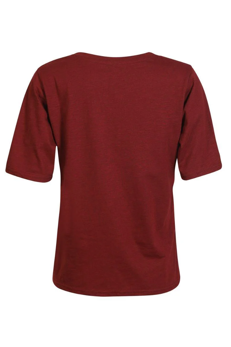 Ulla Ss Vneck Tshirt | Bordeaux | T-Shirt fra Liberté - Image 3