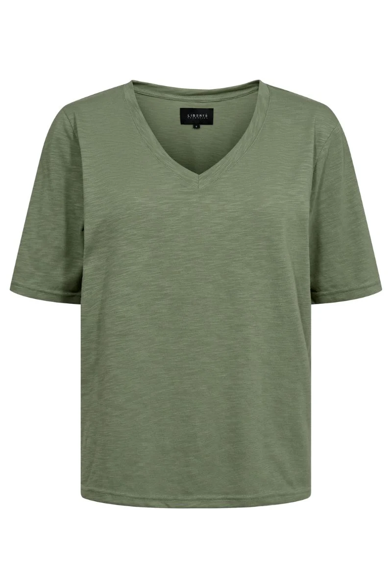 Ulla Ss Vneck Tshirt | Dusty Light Army | T-Shirt fra Liberté