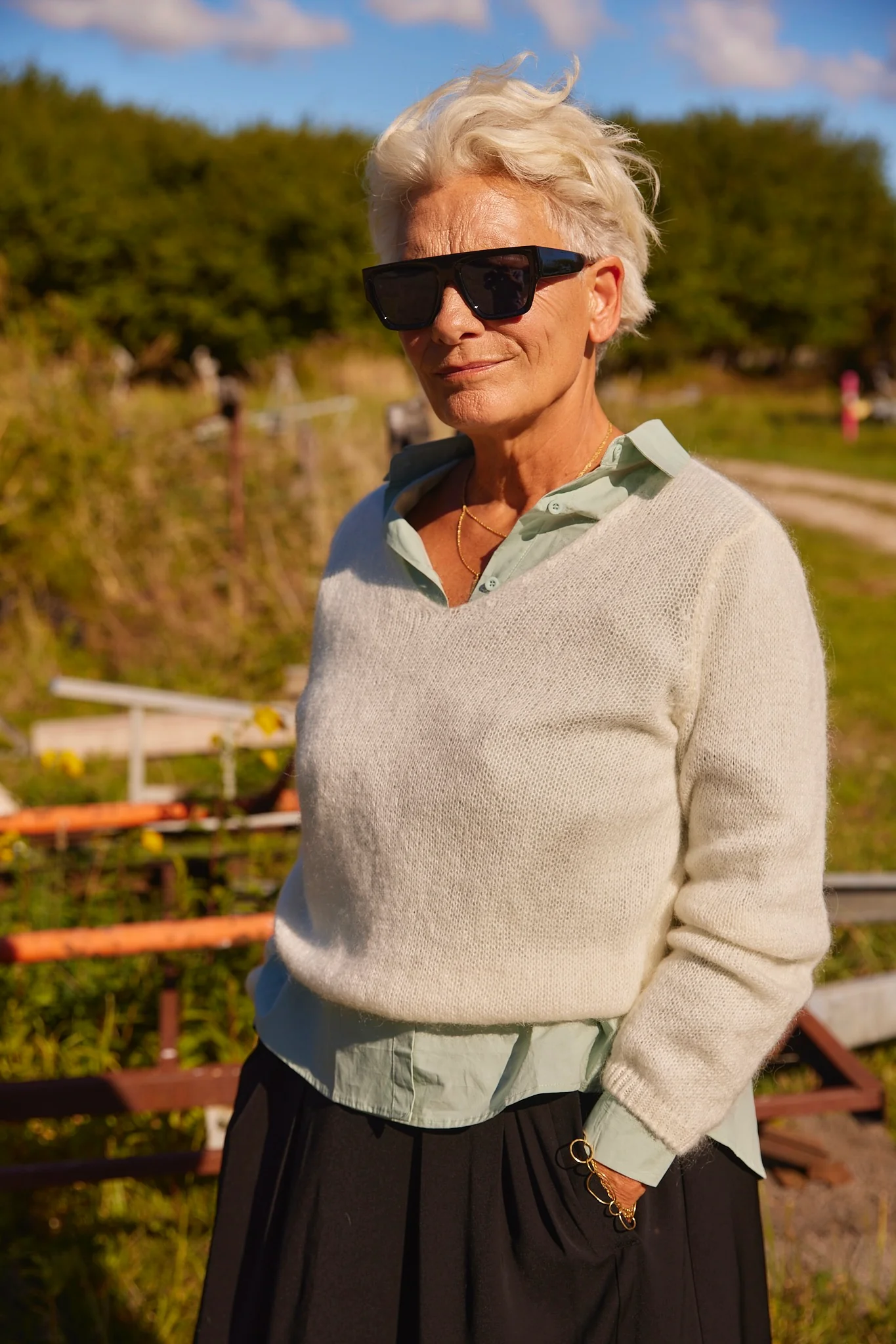 V sweater in 30% mohair 1912 V | White | Strik fra Atelier C - Image 10