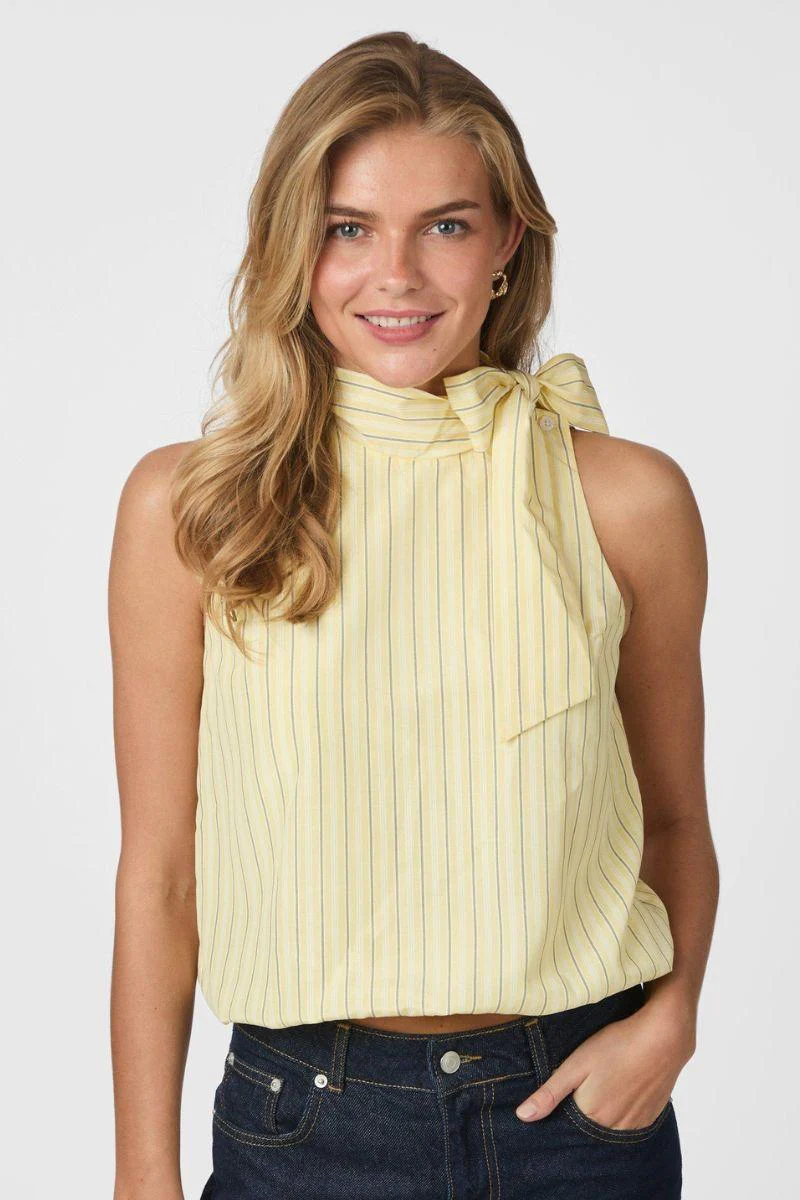 Veda Stripe Top | Light Yellow | Bluse fra Neo Noir - Image 7