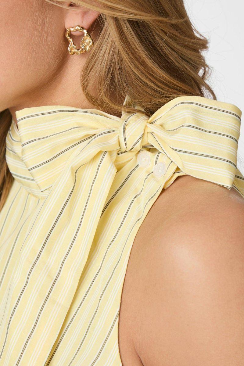 Veda Stripe Top | Light Yellow | Bluse fra Neo Noir - Image 9