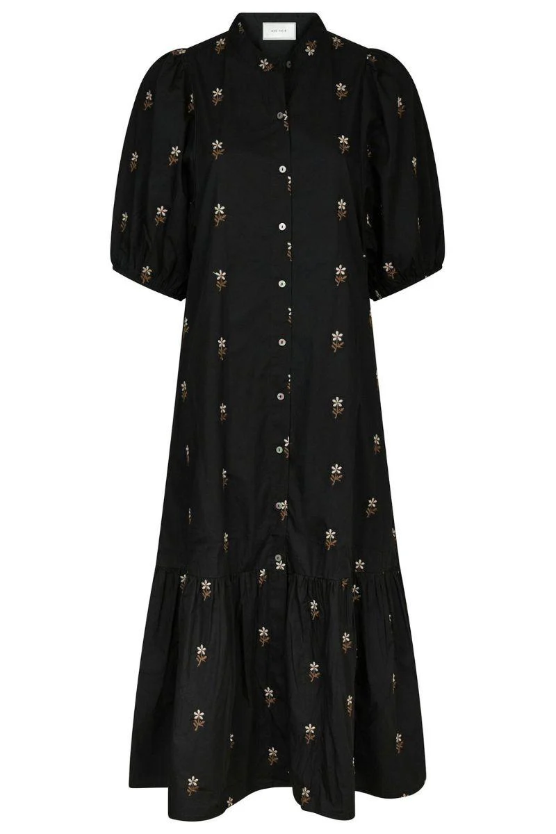 Veronica Flower Emb Dress | Black | Kjole fra Neo Noir - Image 2