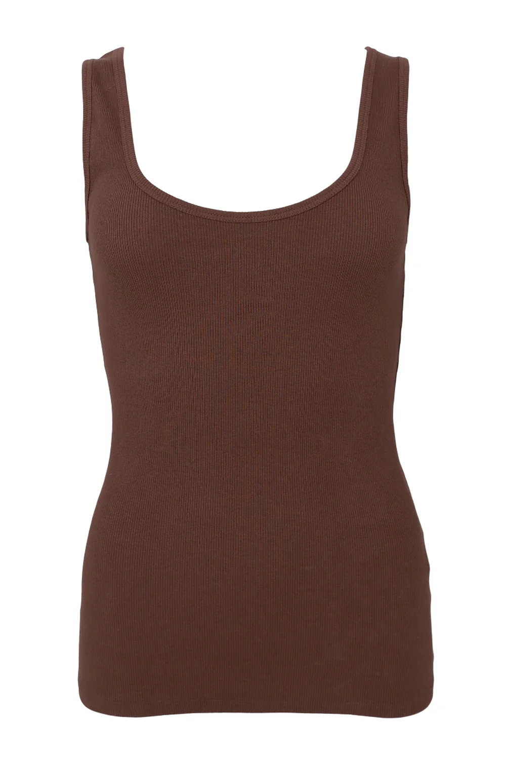 Vibs Rib Tank Top | Espresso | Top fra Black Colour