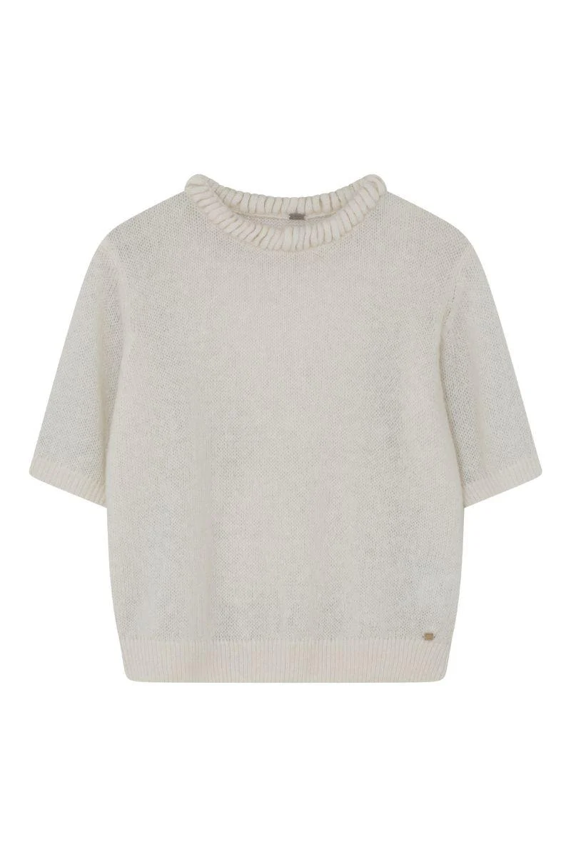 Vilma short S/S knit | Off White | Strik fra Gustav - Image 2