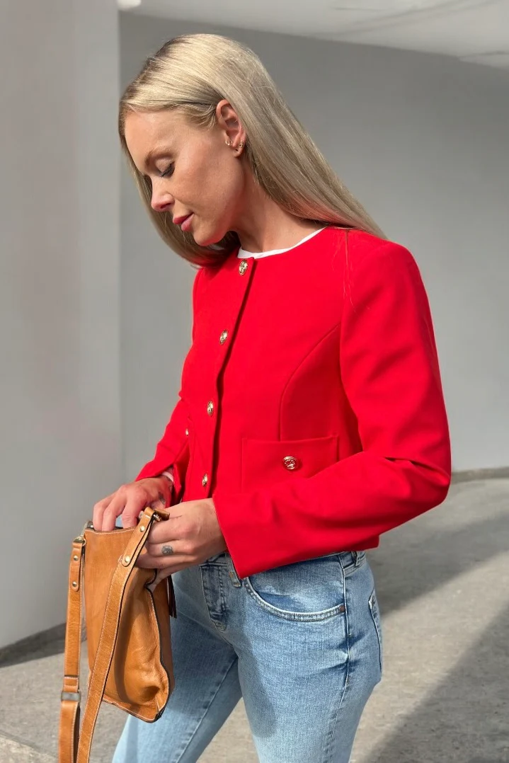 Vola Crop Cocktail Jacket 30237 | Flame | Blazer fra Co'couture - Image 6