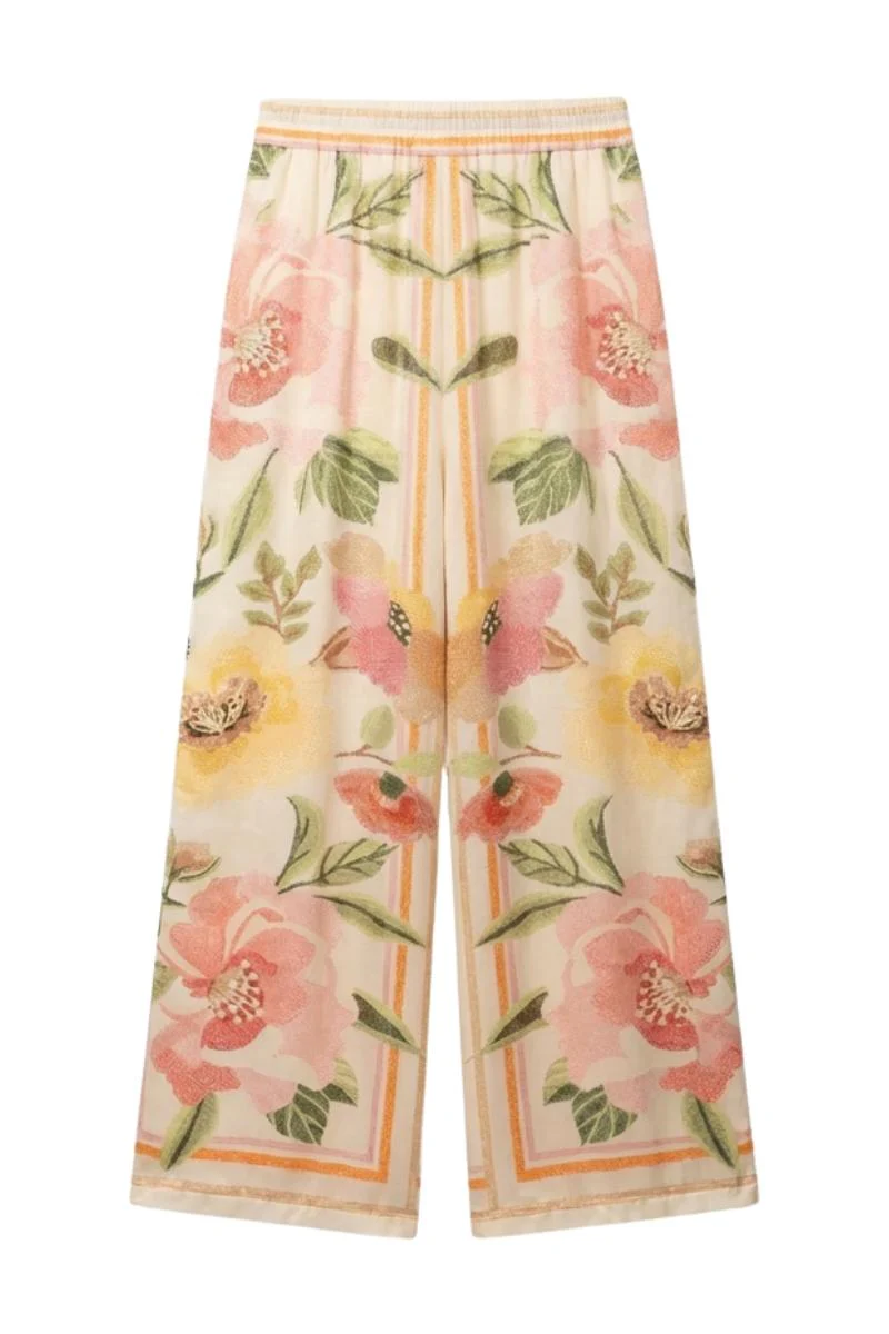 Silky Floral Pant | Ivory | Bukser fra Atelier C