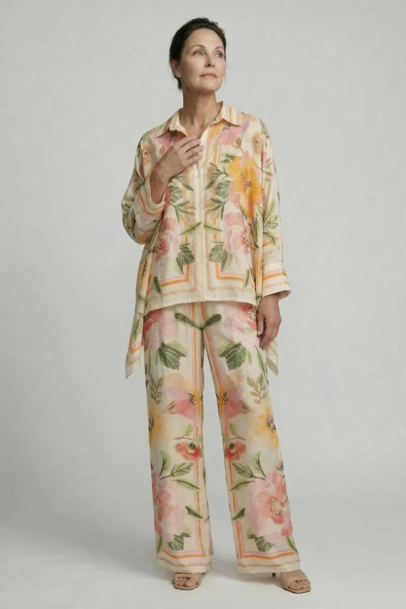 Silky Floral Pant | Ivory | Bukser fra Atelier C - Image 2