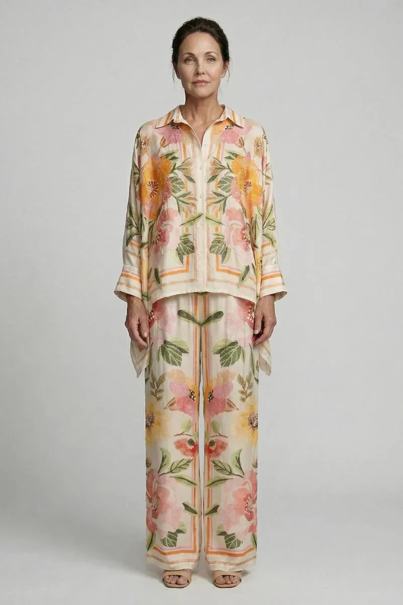 Silky Floral Pant | Ivory | Bukser fra Atelier C - Image 3