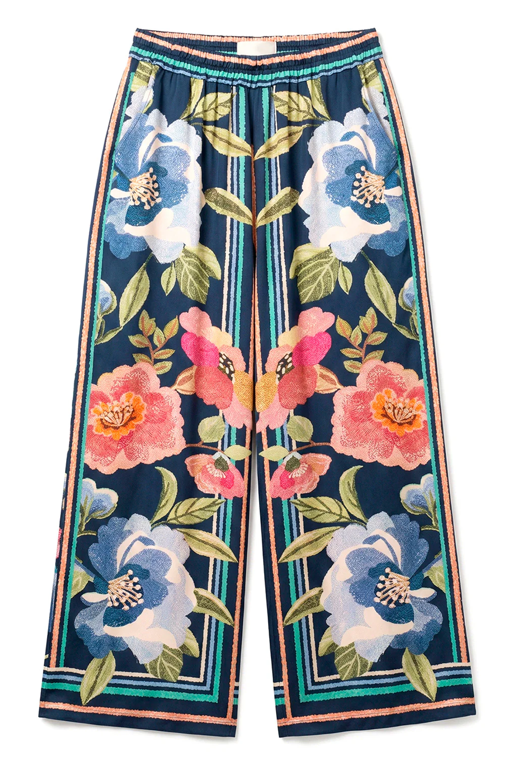 Silky Floral Pant | Navy | Bukser fra Atelier C