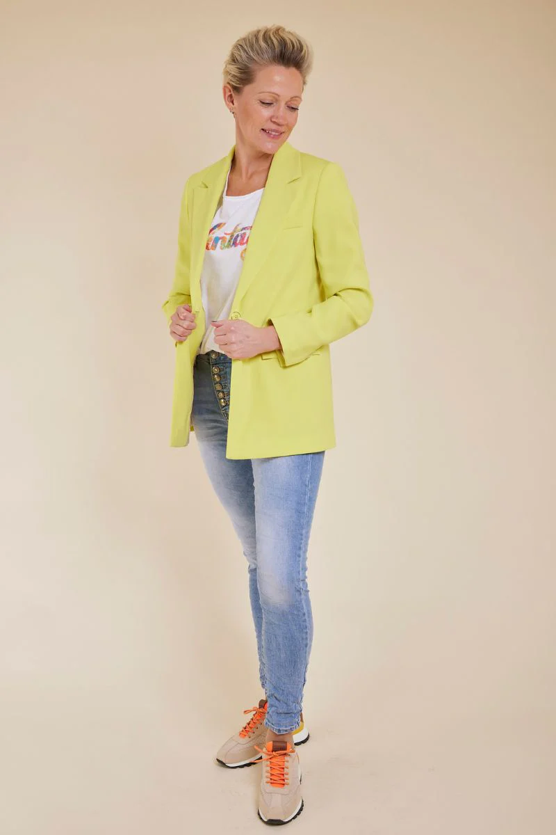 Windy Twill Pinstripe Blazer | Yellow Plum | Blazer fra Mos Mosh - Image 9