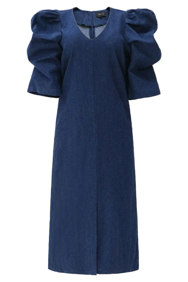 Winnie Asta Vneck Dress | Blue Denim | Kjole fra Liberté - Image 2
