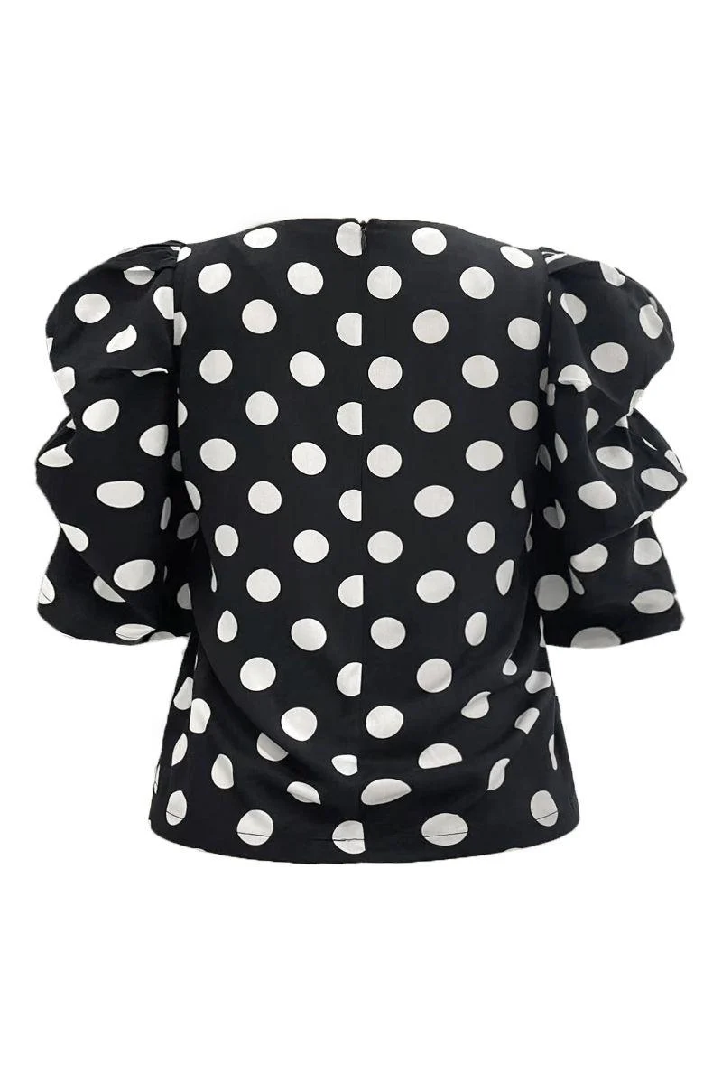 Winnie Blouse | Black White Big Dot | Bluse fra Liberté - Image 6