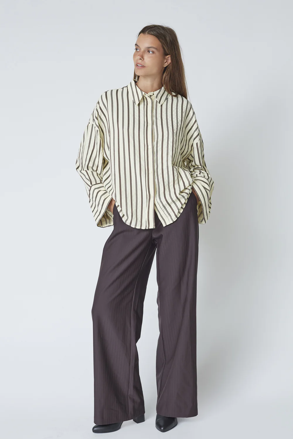 Zella Wide Pant 41039 | Dark Brown | Bukser fra Co'couture - Image 3