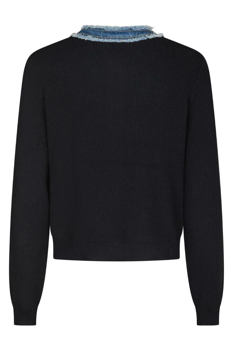 Zelma Knit Denim Cardigan | Navy | Strik fra Neo Noir - Image 6