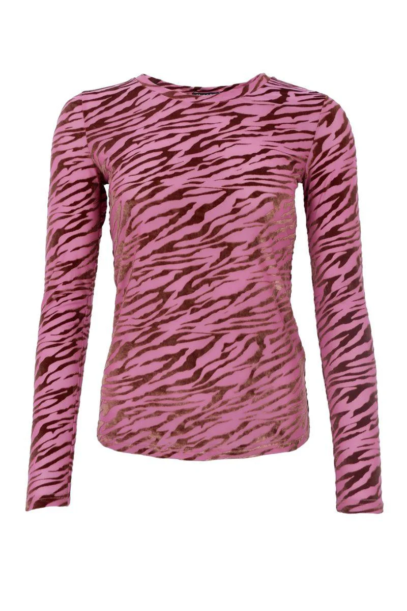 Zenia Mesh Blouse | Berry Rose | Bluse fra Black Colour